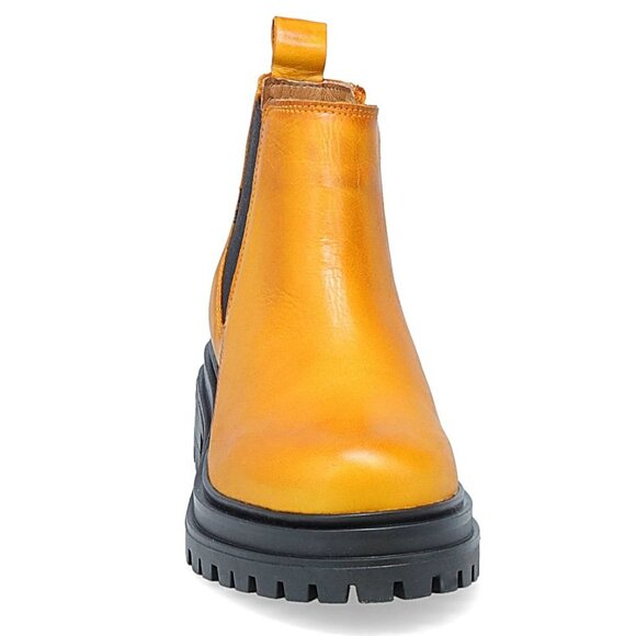 Miz Mooz Levona Chelsea Boots Size 38 7.5 8 Lug Sole Ochre Yellow Leather NEW - Picture 4 of 15